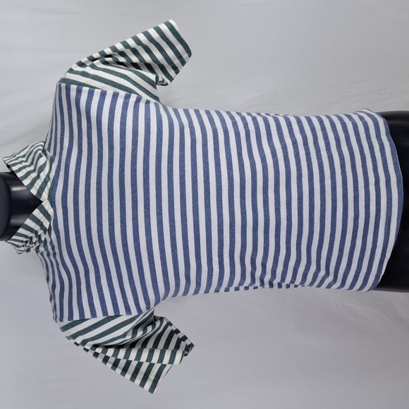 Vintage Red Camel Women's LG green & blue casual striped hooded t-shirt - Picture 2 of 7